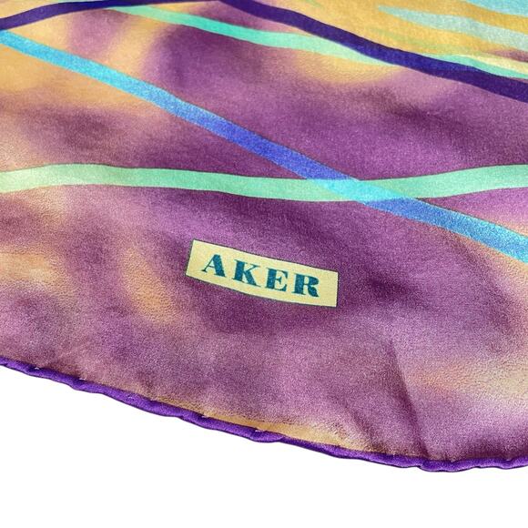 AKER Turkish Silk Satin Scarf Modern Art Kaleidoscope Square 33"x33" Headscarf - Picture 3 of 5